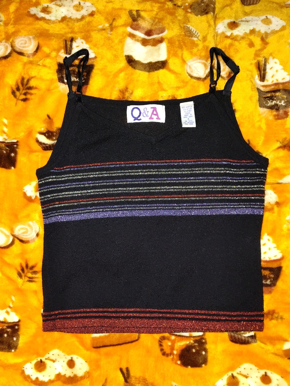 Black Sleeveless Glitter Stripe Crop Tank Top